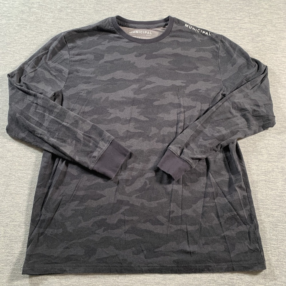 Municipal Shirt Mens Large Black Gray Camo Long Sleeve‎ Sport Utility Gear
